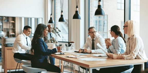 six people working in the office